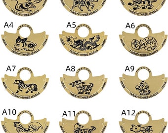 Customized Watch Accessories Automatic Hammer Patch Oscillating Tourbillon NH35 to 4R35B Movement Gold and Silver Zodiac Metal Flake