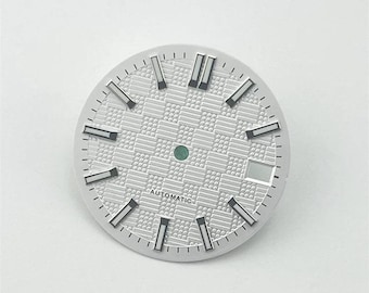 Custom Logo 28.5mm Textured Dial for NH35 NH36 4R35 Movement, Strong Green Lume Date Watch Face, Mechanical Dive Watch Mod Parts