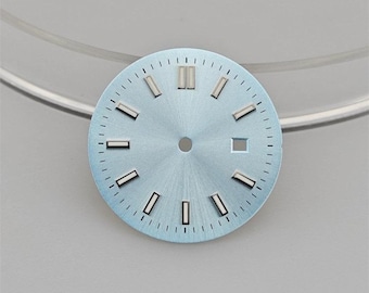 Custom Logo Womens Watch Dial with Date Window Green Lume Applied Markers for NH05 Automatic Movement and 31mm Case DIY Watch Parts