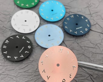 Custom Dial Logo 29mm Arabic Numeral Dial Textured Sterile Dial Compatible with NH35, 36, ETA2824 Movements