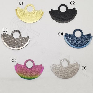 May include: Six different colored metal watch bezels with a wave pattern. The bezels are labeled C1, C2, C3, C4, C5, and C6.