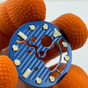 Skeleton dial blue  NH35 movement high-end modification dial face 28.5mm fits 3.8H dot clock case with C3 luminescent batch flower studs