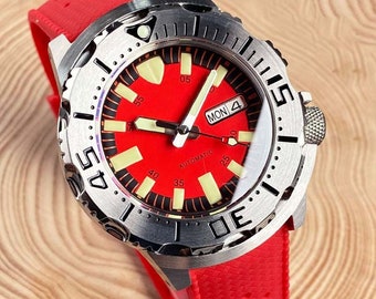 Angepasste 42mm Uhr 200M Taucheruhr AR Sapphire Wasser Monster Taucheruhr NH36A Herren Automatikuhr 3.8 Sapphire Leuchtende Uhr