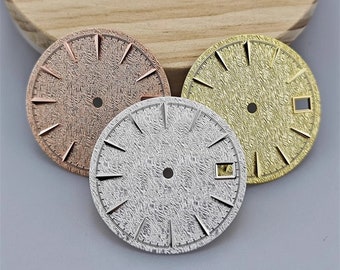 Gemodificeerde NH35-wijzerplaat goud wit roségoud golfpatroon Datum wijzerplaat past in Japans NH35-uurwerk 33 mm kast 29 mm wijzerplaat horlogewijzer goud-zilver