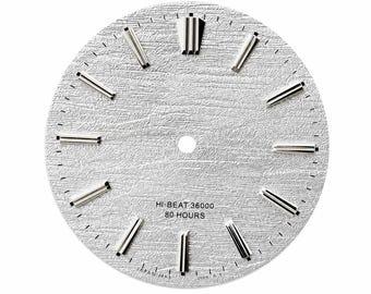 Custom NH35 NH34 Watch Dial 33.5mm Silver Textured Dial with Applied Markers for 39.5mm Watch Case Automatic Watch Mod