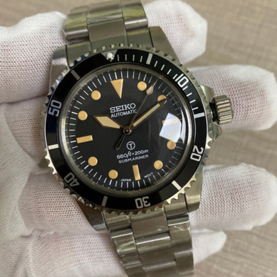 Vintage Custom watches Seiko NH35 Sub Mod Automatic Men's Etsy