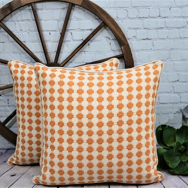 High End Schumacher Betwixt Spark Orange Designer Fabric Handmade Decorative Pillow Cover/Toss Accent Throw Pillow — Made To Order