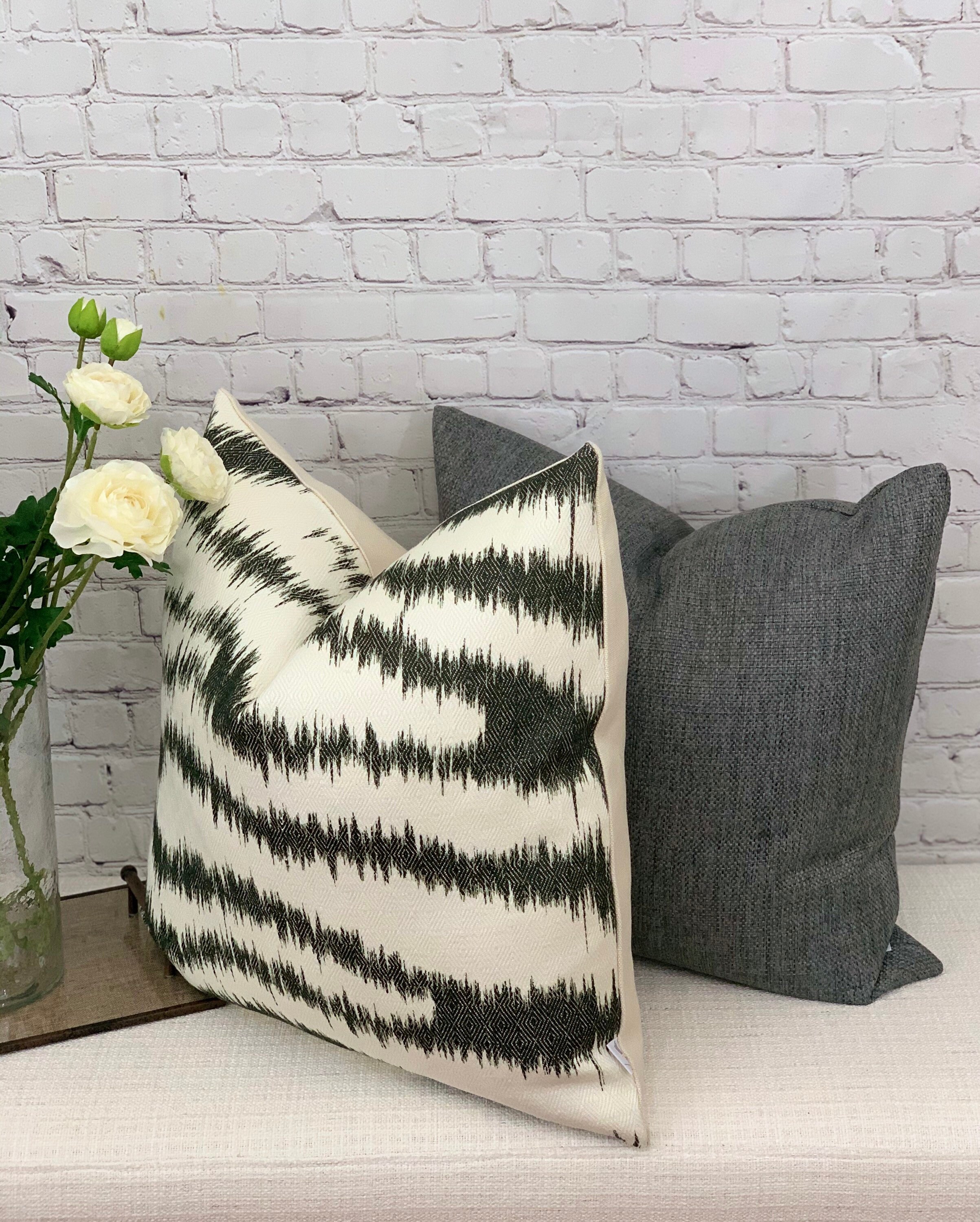 Beige and Black Abstract Design Pillow Cover/Toss Accent Throw Etsy