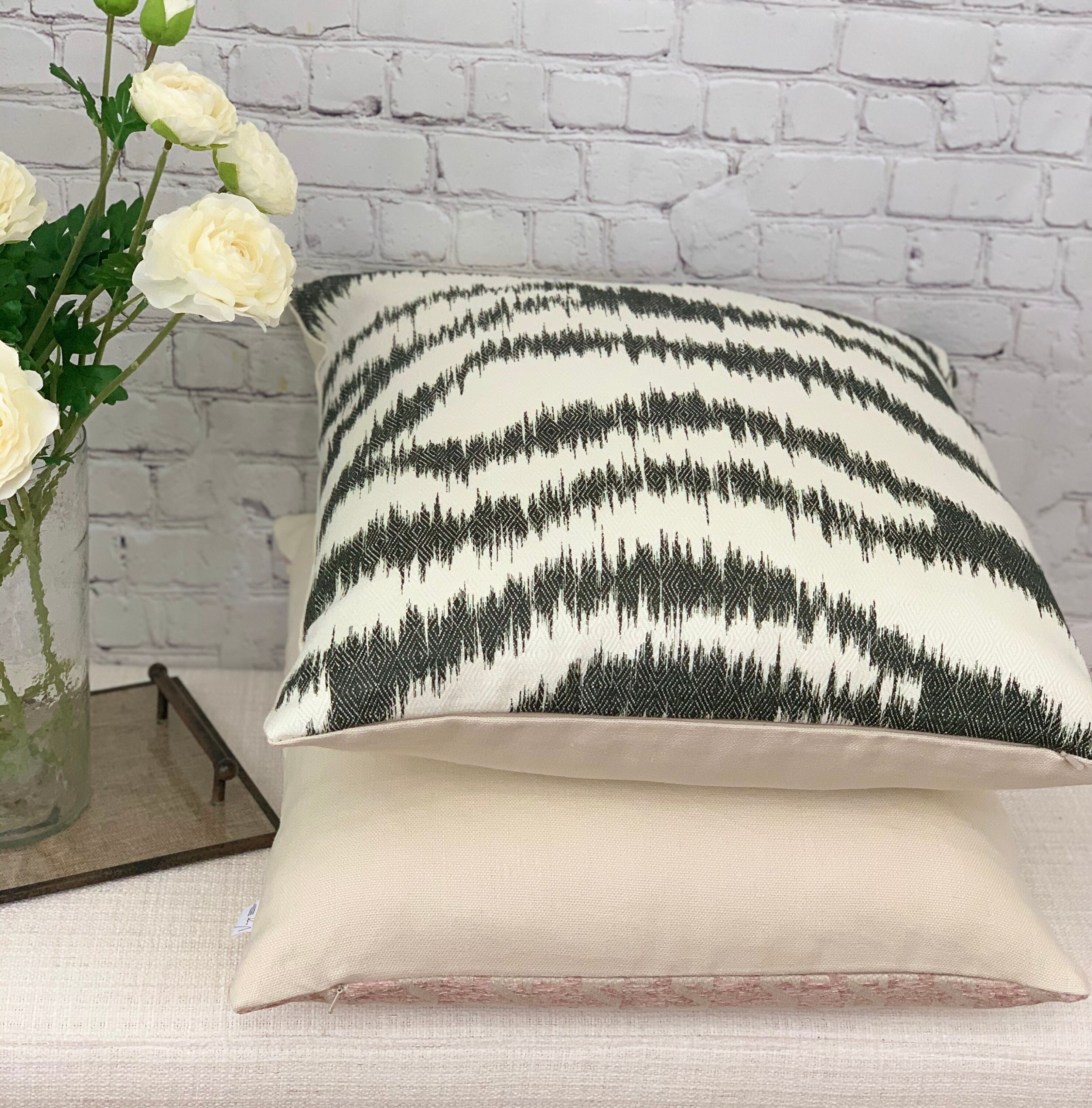Beige and Black Abstract Design Pillow Cover/Toss Accent Throw Etsy