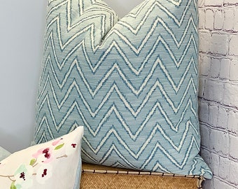 Teal Chevron Charade Design Handmade Pillow Cover / Toss Accent Throw Pillow/ Same fabric on both sides