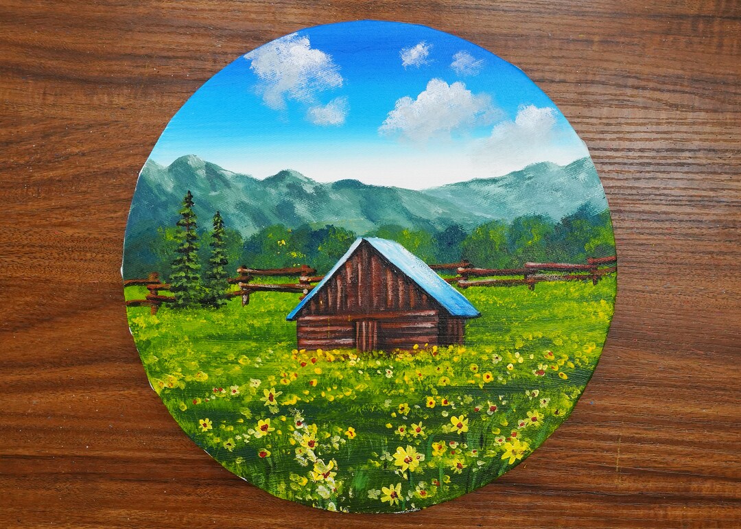 An Old Wooden House Acrylic Painting 1179 Etsy