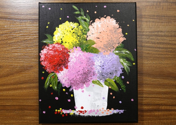 Bubble Wrap Cotton Swab Flowers Acrylic Painting