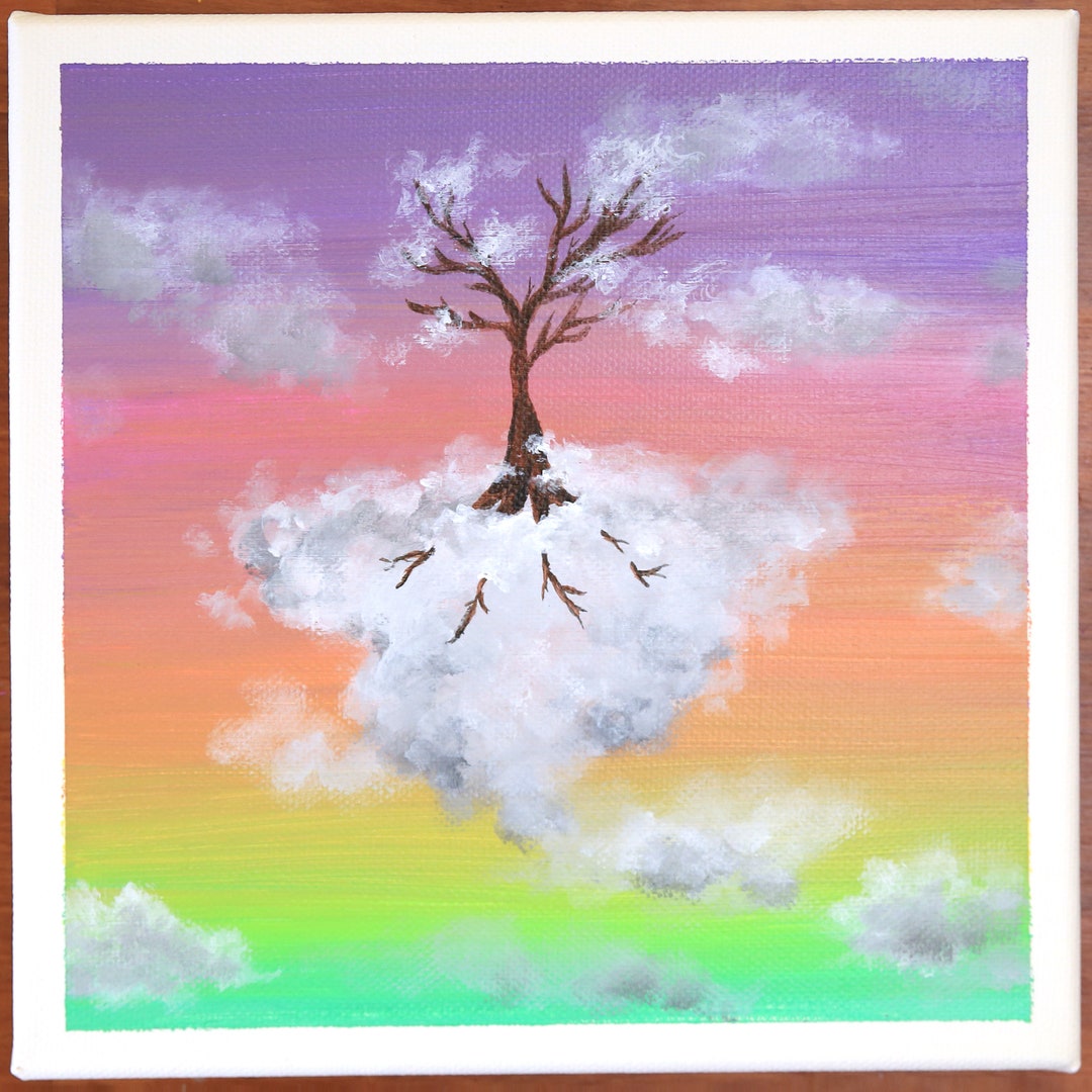 Acrylic Painting Cloudy Tree on Canvas 464 - Etsy