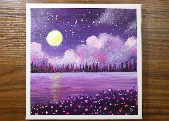 Purple Landscape Acrylic Painting on Canvas 1024 Etsy UK
