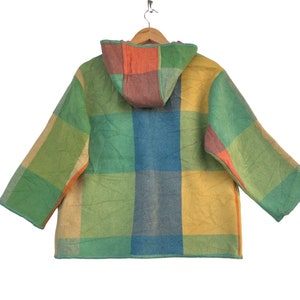 Vintage 1990s united colors of Benetton colour block wool hooded jacket button up size m made in italy navajo jacket image 2