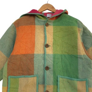 Vintage 1990s united colors of Benetton colour block wool hooded jacket button up size m made in italy navajo jacket image 4