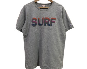 Tshirt vintage Champion Surf Big logo manica corta taglia L colore grigio