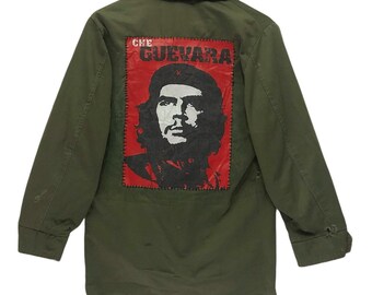 Vintage 1990s Military Che Guevara US Army Custom Military Parkas Jackets  Green Colour Fit L