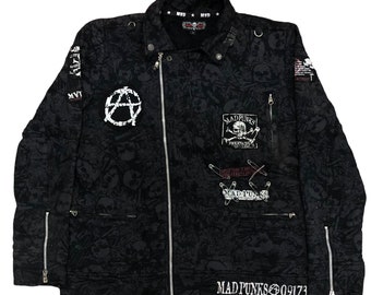 SEDITIONARIES Mad Punks Anarchy Logo Light Jacket Black Colour Inspired Vivienne Westwood Fit L to M Punk Jacket