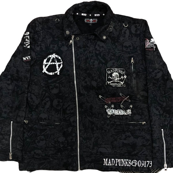 SEDITIONARIES Mad Punks Anarchy Logo Light Jacket Black Colour Inspired Vivienne Westwood Fit L to M Punk Jacket