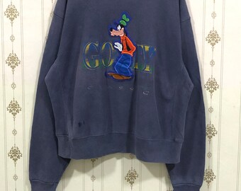 True Vintage 1990s Disney Goofy Classic Sweatshirt Crewneck Long Sleeve Size L Made In Usa