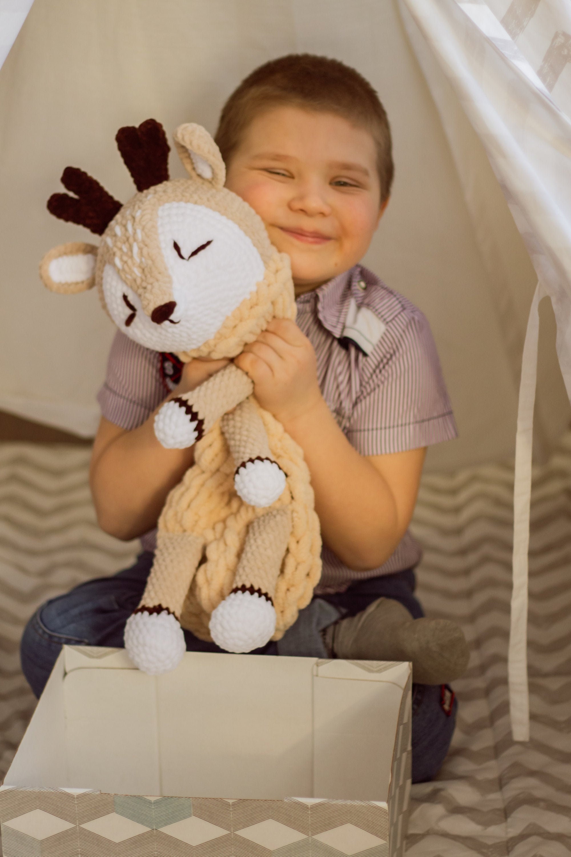 Stuffed animal deer baby toys. Plush deer toy first birthday Etsy