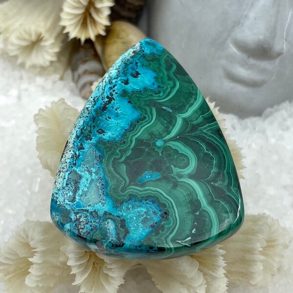 Cabochon Malachite Chrysocolle pierre Naturelle 163 Cts Pierre polie Protection Minéraux Collection pierre semi précieuse Lithotherapie