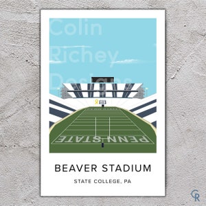 Penn State Beaver Stadium Poster Print / Big Ten College Football / State College PA / Descarga digital