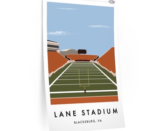 Lane Stadium Art Poster Print / Virginia Tech Hokies / Blacksburg VA