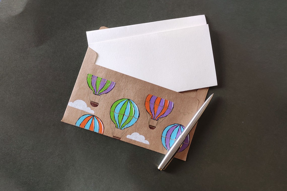 Handmade Hotair Balloons Themed Envelopes Etsy