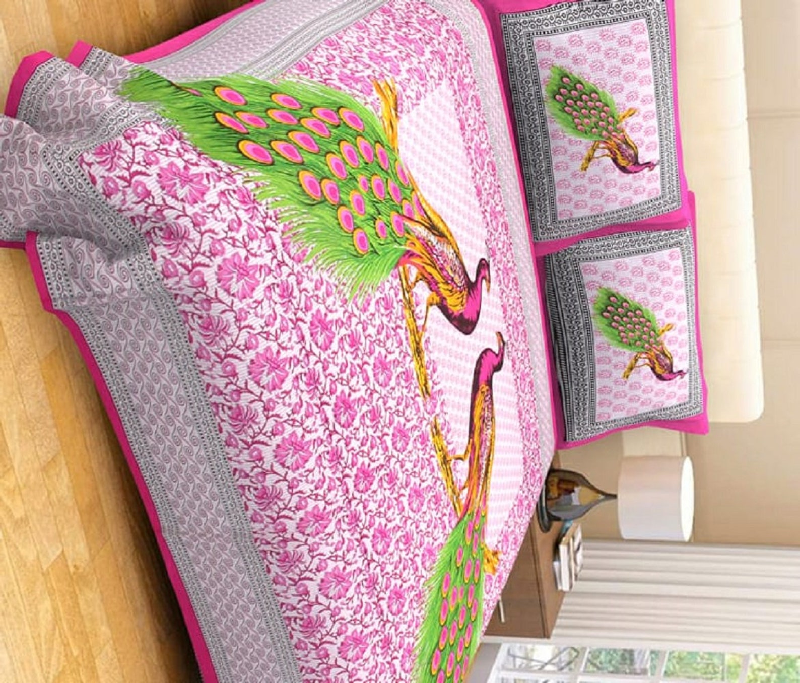 Beautiful Rajasthani Peacock Printed Bedsheet. King Size Duvet Etsy