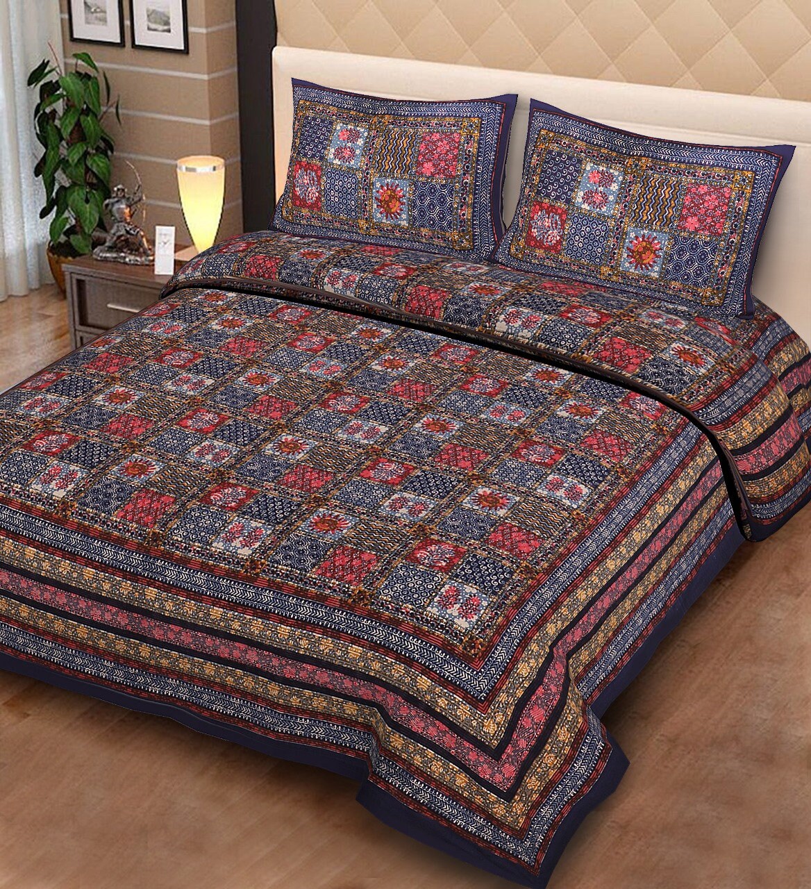 Ajrakh Printed Jaipuri Cotton Bedsheet King Size Duvet Etsy UK