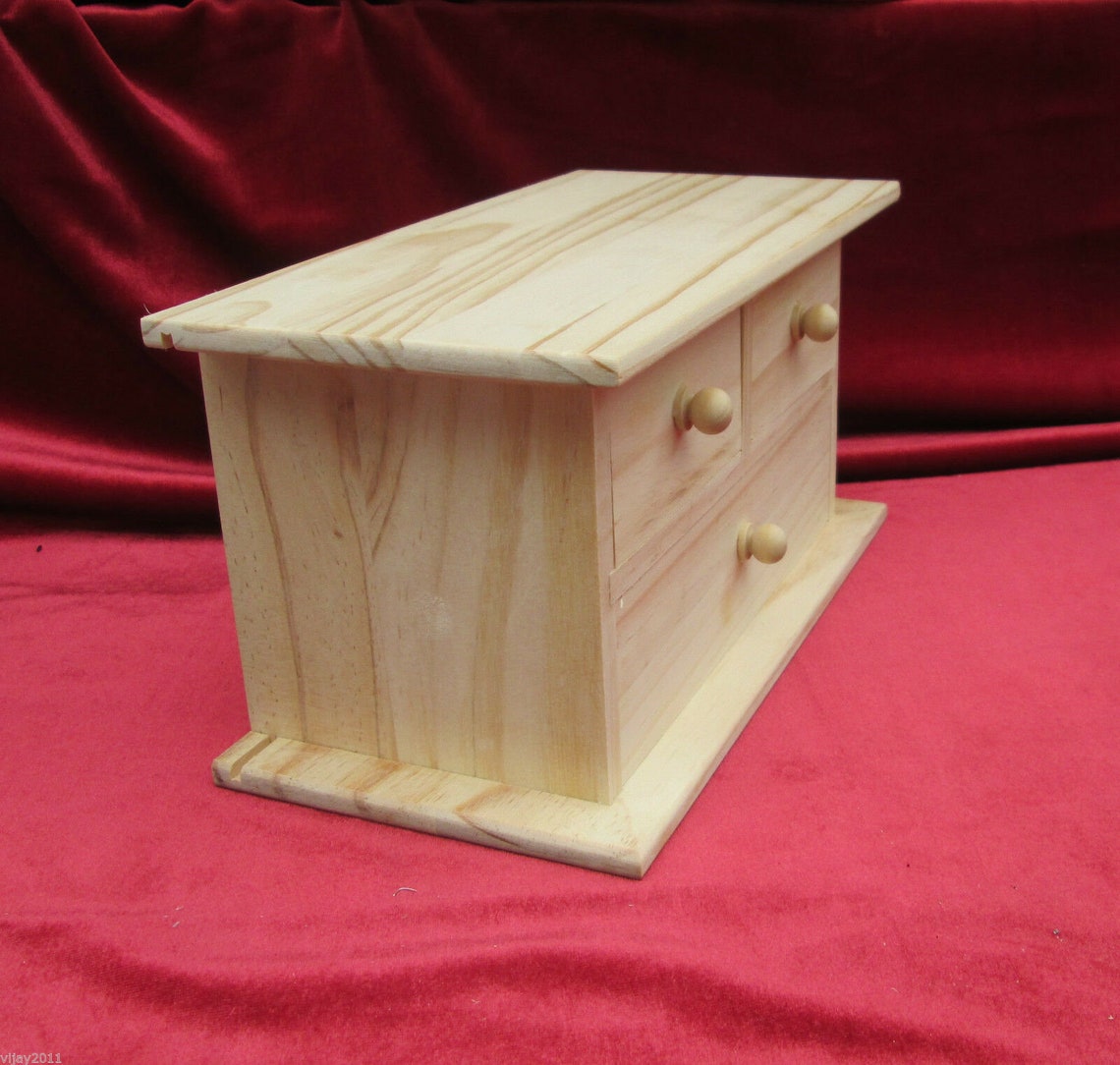 Beautiful Trinket Jewellery Box Natural Pine Wood With 3 Etsy UK