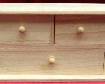Beautiful Trinket Jewellery Box Natural Pine Wood with 3 drawers Gift NEW