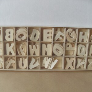 Set of A-Z ALPHABET in a Box Wooden Machine Cut Letters Upper Case Letters Learning & School NEW