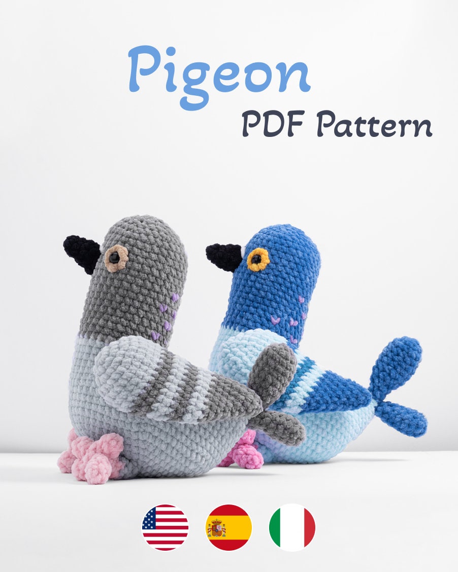 PDF Crochet Pattern Pigeon (English, Español, Italian) / Patrón De Ganchillo, Modello di PDF