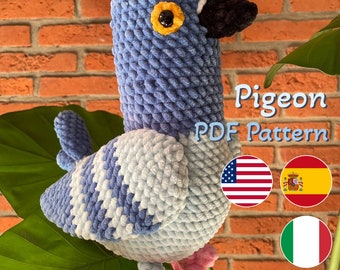 PDF Crochet Pattern Pigeon (English, Español, Italian) / Patrón De Ganchillo, Modello di PDF