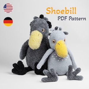 Shoebill Amigurumi Crochet Pattern: Exotic Bird Plushie (PDF Pattern)