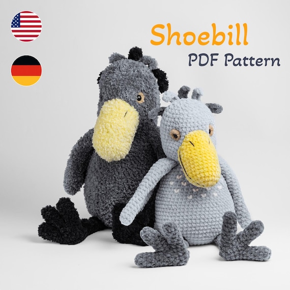 ハシビロコウの編みぐるみパターン：エキゾチックな鳥の