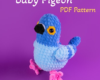 Easy PDF Crochet Pattern Baby Pigeon / Small bird hand-made instruction
