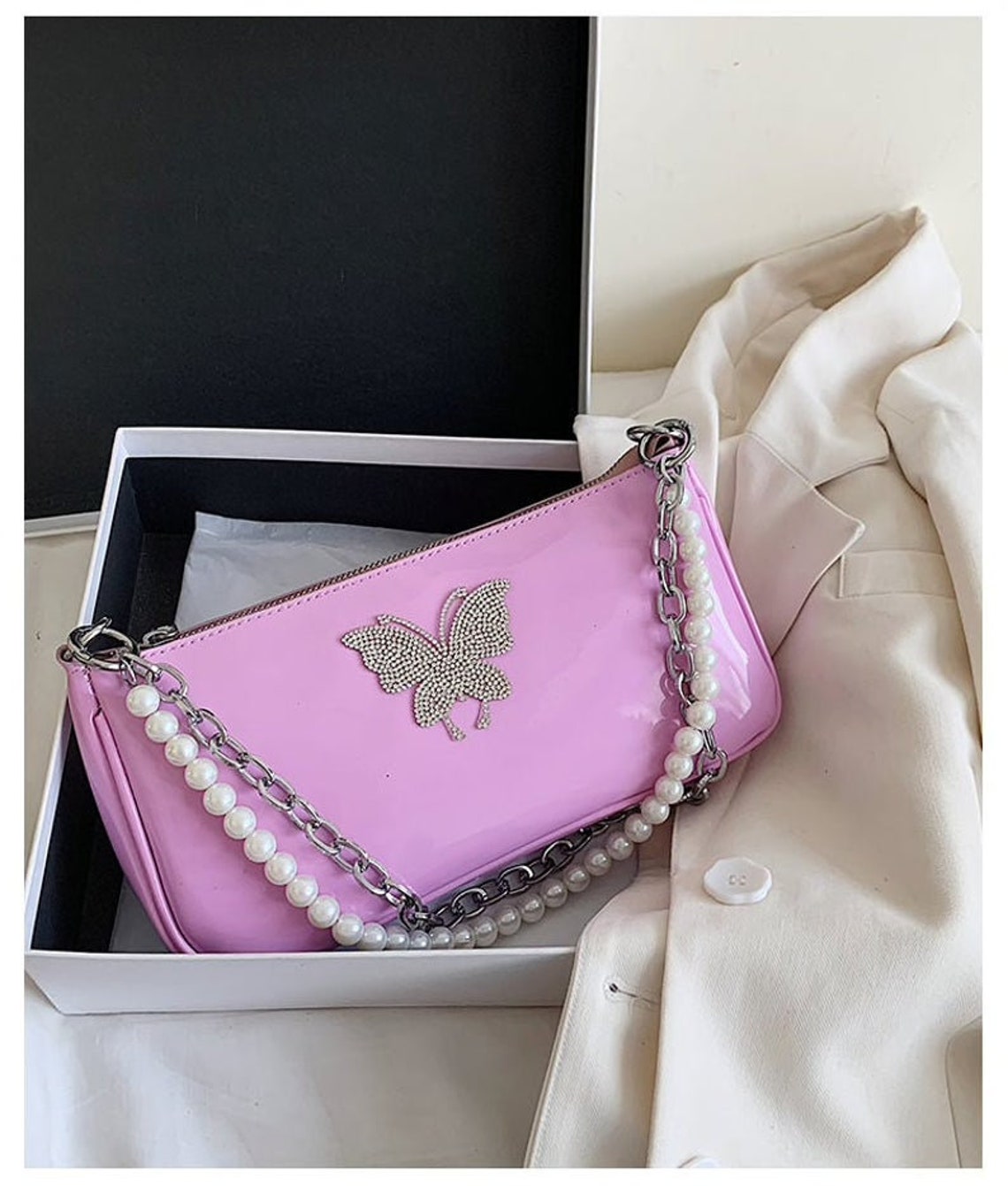 Y2K Butterfly Bag Baguette Bag Purse Mini Purse Sparkling | Etsy