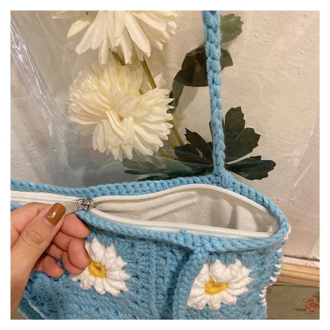 Crochet Bag Crochet Flower Bag Crochet Tote Bag Daisy Bag | Etsy