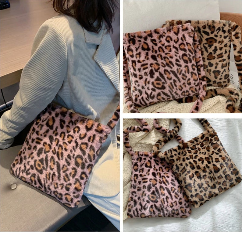 leopard fluffy bag
