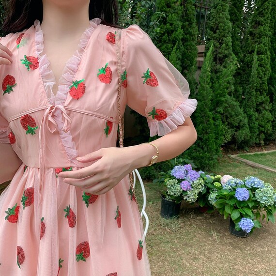strawberry ruffle dress