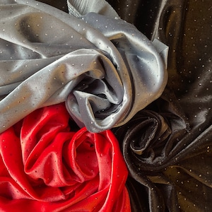 Fabric Chenille Glitter, velvet, Licente, Soft Red Noble, Black, Grey