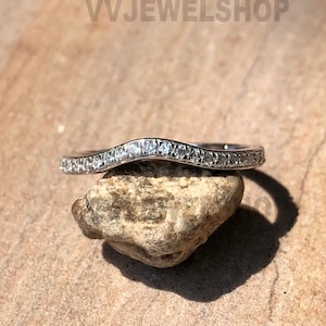 Wedding Band, 935 Argentium Silver Band, Stackable Band, White Gold Band, Ring Guard Band Ring, 925 Silver Ring, Curved Band Ring, 5968
