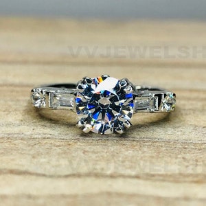Vintage Ring, Engagement Ring, 935 Silver Ring, Moissanite Ring, Wedding Ring, White Gold Ring, Anniversary Ring, 925 Silver Ring, 5678