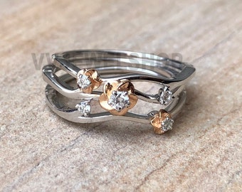 Enchanted Disney Mulan 1 10 CTTW Diamond Flower Stackable Band Set