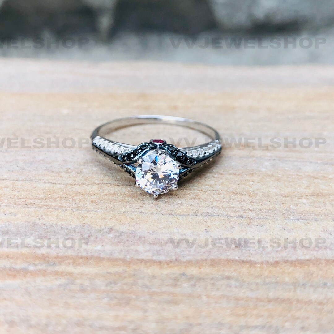 Enchanted Villains Evil Queen Ring, Round Diamond Engagement Ring ...