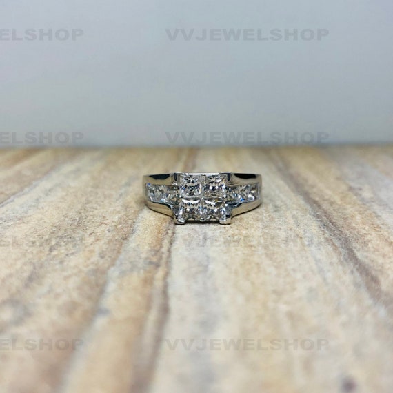 1/4 CT TW Princess Cut Quad and Round Diamond Engagement Ring in 10k Yellow  Gold - CBG000009